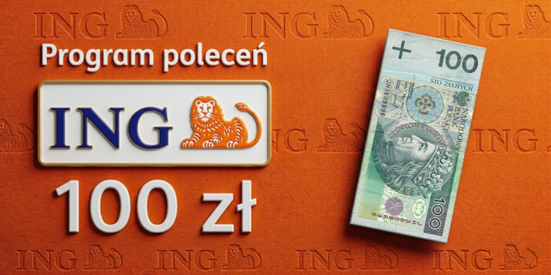 Promocja "Poleć ING" z nagrodami 100 zł dla nowego klienta detalicznego oraz 150 zł dla osoby polecającej warunki